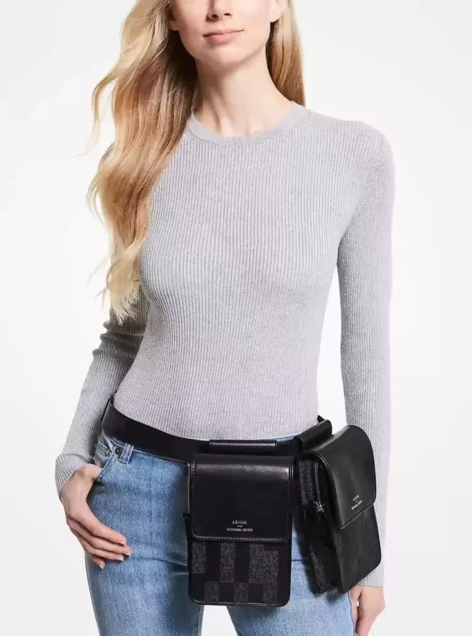 Τσάντα ASHYA X MICHAEL KORS Saga Signature και Δέρμα με Πολλαπλές τσάντες