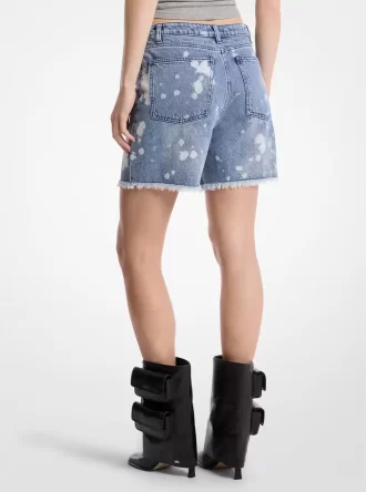 Σορτς Denim Boyfriend με πιτσιλίσματα στο χέρι και χλωρίνη