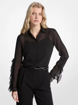 Μπλούζα Georgette με βολάν