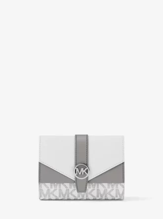 Τρίπτυχο πορτοφόλι Greenwich Medium Signature Logo με λογότυπο και μεσαίο τελείωμα