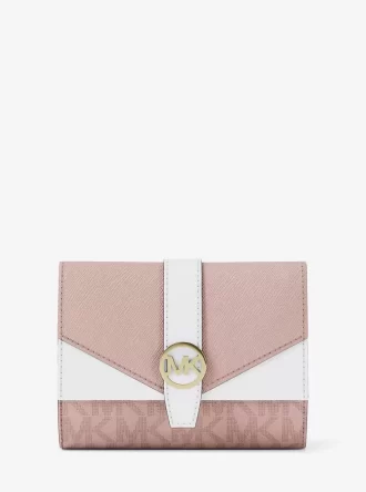 Τρίπτυχο πορτοφόλι Greenwich Medium Signature Logo με λογότυπο και μεσαίο τελείωμα