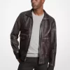 Δερμάτινο μπουφάν Harrington με φθαρμένο σχέδιο Δερμάτινο μπουφάν Harrington με φθαρμένο σχέδιο