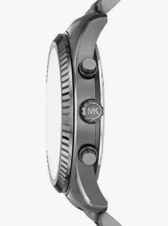 Σετ δώρου με μεγάλο ρολόι και μπρασελέ Lexington Gunmetal, από λάστιχο σε σχήμα χρυσού