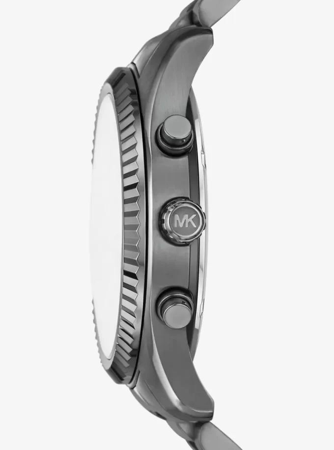 Σετ δώρου με μεγάλο ρολόι και μπρασελέ Lexington Gunmetal, από λάστιχο σε σχήμα χρυσού