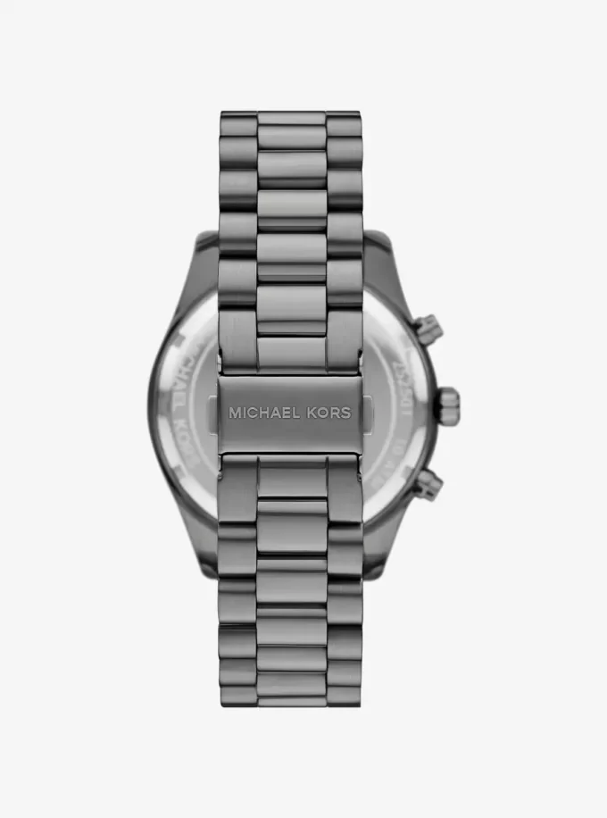 Σετ δώρου με μεγάλο ρολόι και μπρασελέ Lexington Gunmetal, από λάστιχο σε σχήμα χρυσού