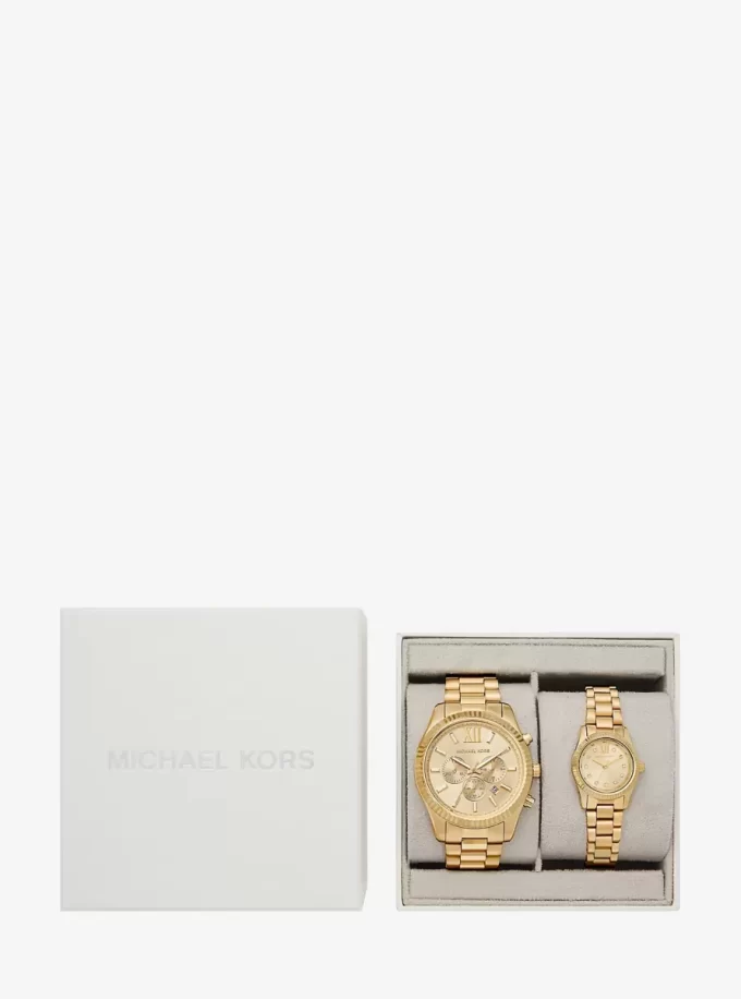 Σετ ρολογιών Lexington His and Hers σε χρυσό χρώμα