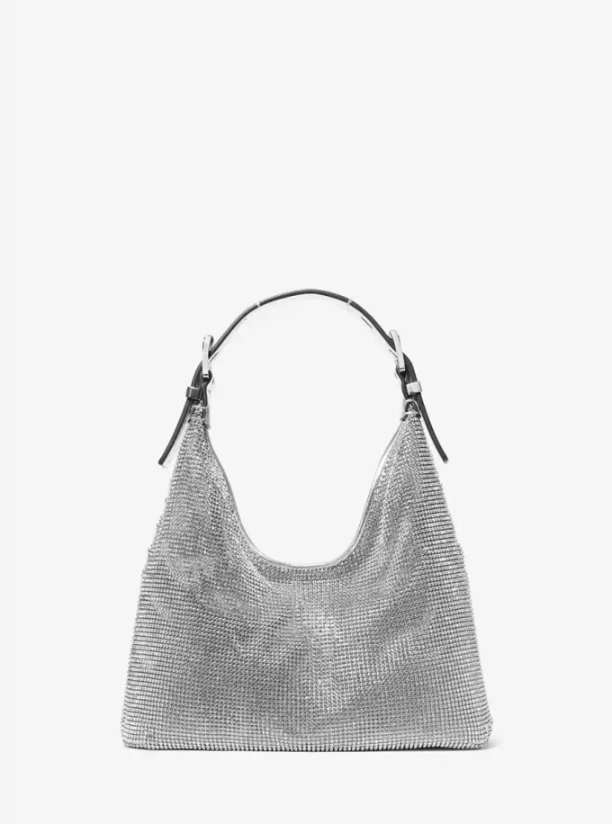 Μικρή τσάντα ώμου Nolita με μεταλλικό στρας και mesh Hobo, περιορισμένης έκδοσης