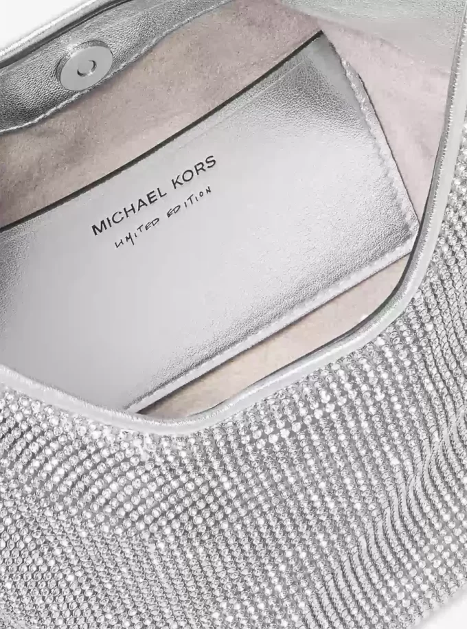 Μικρή τσάντα ώμου Nolita με μεταλλικό στρας και mesh Hobo, περιορισμένης έκδοσης