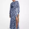 Φόρεμα μάξι με στάμπα ζορζέτας και paisley print