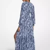 Φόρεμα μάξι με στάμπα ζορζέτας και paisley print