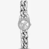 Ρολόι Petite Pavé Silver-Tone Chain-Link Ρολόι Petite Pavé Silver-Tone Chain-Link