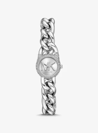 Ρολόι Petite Pavé Silver-Tone Chain-Link Ρολόι Petite Pavé Silver-Tone Chain-Link