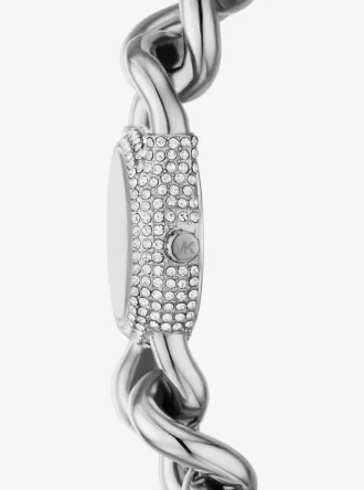 Ρολόι Petite Pavé Silver-Tone Chain-Link Ρολόι Petite Pavé Silver-Tone Chain-Link