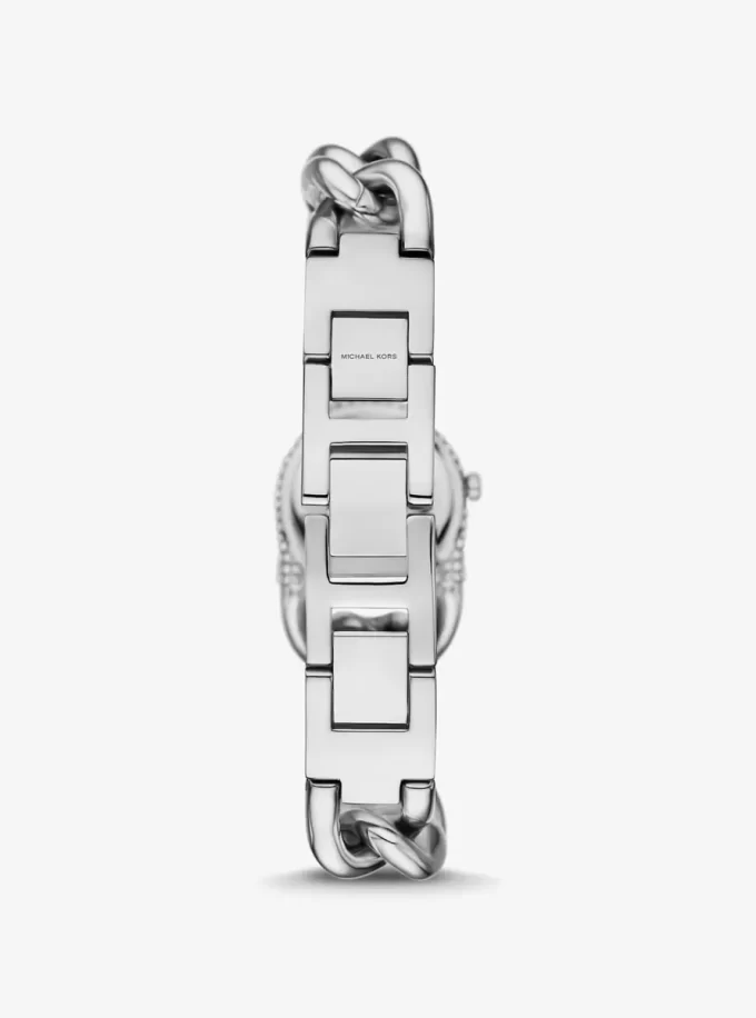 Ρολόι Petite Pavé Silver-Tone Chain-Link Ρολόι Petite Pavé Silver-Tone Chain-Link