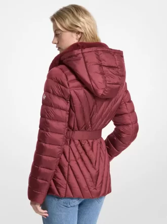 Μπουφάν Puffer από νάιλον με επένδυση από τεχνητή γούνα