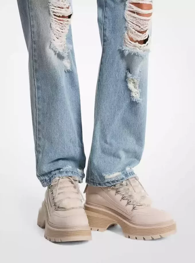 Μπότα Shiloh με πλατφόρμα από nubuck και τεχνητή γούνα