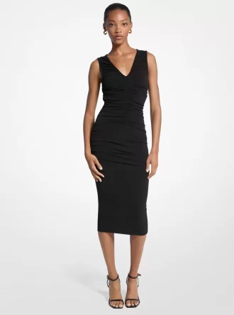 Stretch Matte Jersey Ruched Midi φόρεμα