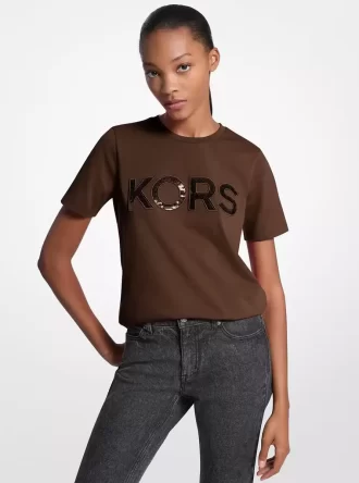 Βαμβακερό T-shirt με λογότυπο και πούλιες
