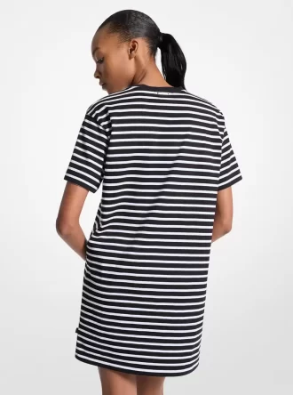 Φόρεμα T-shirt από ριγέ βαμβακερό ύφασμα