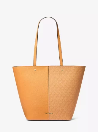 Μεγάλη τσάντα tote Flora με λογότυπο και δερμάτινη επένδυση