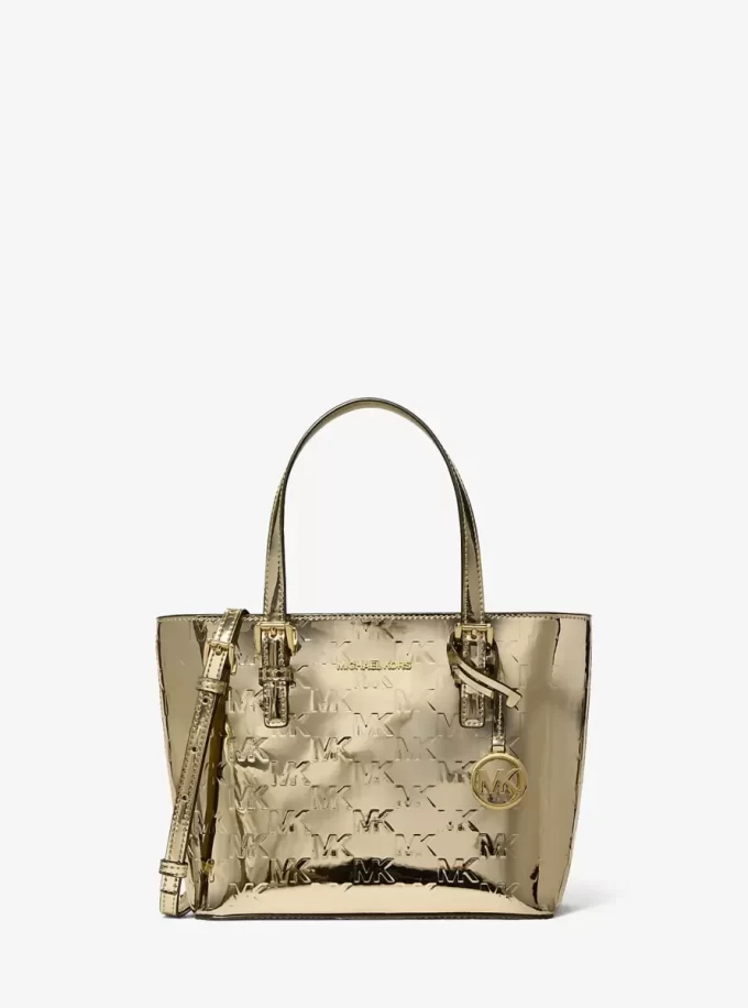 Τσάντα Tote Jet Set Extra-Small με ανάγλυφο μεταλλικό λογότυπο και μετατρέψιμη τσάντα Τσάντα Tote Jet Set Extra-Small με ανάγλυφο μεταλλικό λογότυπο και μετατρέψιμη τσάντα