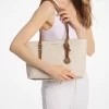Τσάντα Tote Quinn Medium με λογότυπο και δερμάτινη επένδυση