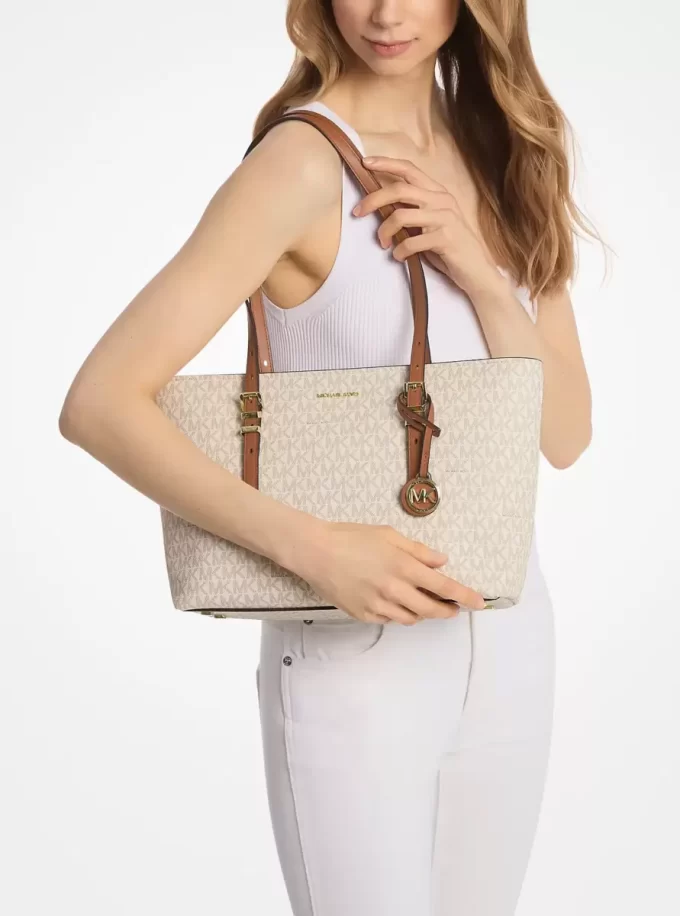 Τσάντα Tote Quinn Medium με λογότυπο και δερμάτινη επένδυση
