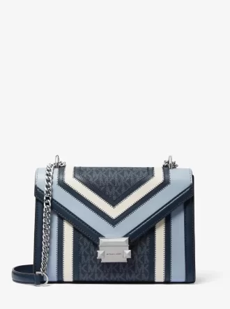 Τσάντα ώμου Whitney μεσαίου μεγέθους σε χρωματικά μπλοκ και λογότυπο με την υπογραφή Τσάντα ώμου Whitney μεσαίου μεγέθους σε χρωματικά μπλοκ και λογότυπο με την υπογραφή